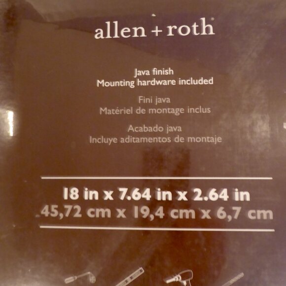 NEW 18” ALLEN + ROTH FLOATING WOOD WALL SHELF JAVA BROWN FINISH - Picture 11 of 15